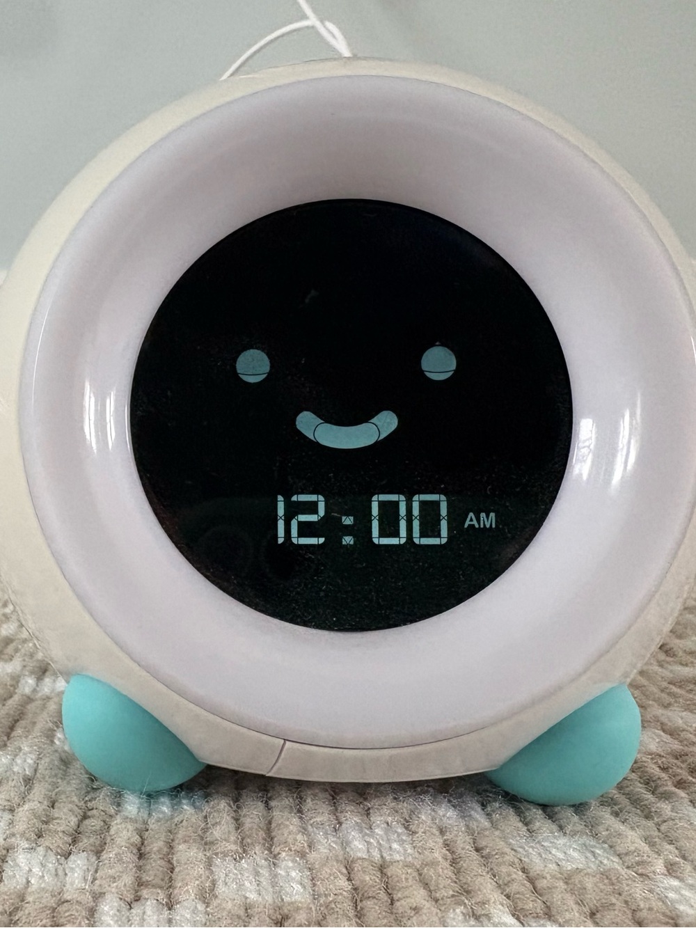 Little Hippo Sleep Training Alarm Clock with Teal Accents